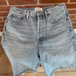 Agolde Light Blue Denim Cutoff Shorts